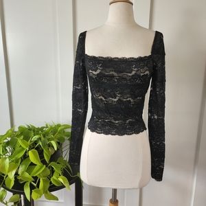 NWT Guess Long Sleeve Mesh Crop Top XS